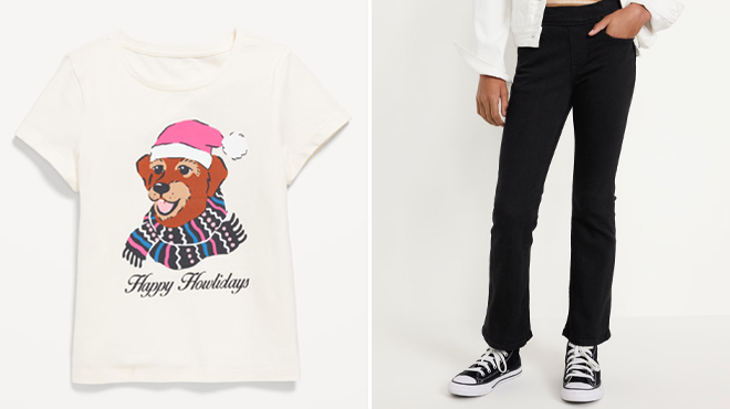 Old Navy Girls Short Sleeve Graphic T Shirt and Old Navy Wow Boot Cut Pull On Jeans Old Navy Girls Short Sleeve Graphic T Shirt and Old Navy Wow Boot Cut Pull On Jeans