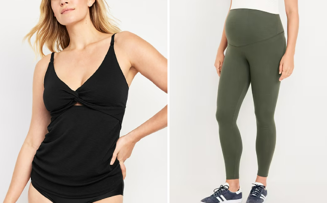 Old Navy Maternity Twist Front Cutout Nursing Tankini Swim Top and Full Panel Leggings Old Navy Maternity Twist Front Cutout Nursing Tankini Swim Top and Full Panel Leggings