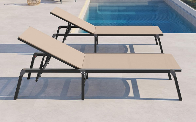 Outdoor Pool Lounger for Poolside 2 Pack