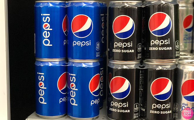 Pepsi Zero Sugar and Original Soda on the Shelf Pepsi Zero Sugar and Original Soda on the Shelf