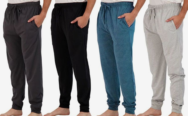 Real Essentials Mens Cotton Lounge Jogger Pants 4 Pack Real Essentials Mens Cotton Lounge Jogger Pants 4 Pack