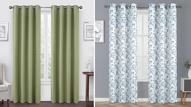 Regal Home Dimensions Solid Grommet Top Energy Saving Blackout Single Curtain Panel and Arlo Grommet Top Energy Saving Blackout Set of 2 Curtain Panel