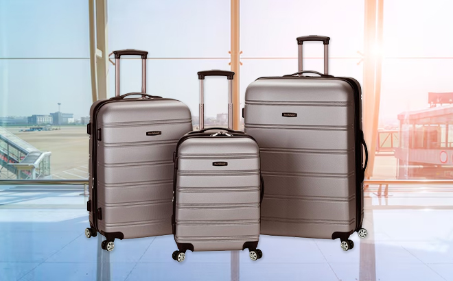 Rockland 3 Piece Melbourne Hardside Expandable Luggage with Spinner Wheels