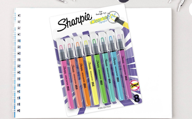 Sharpie Clear View Highlighter Sticks on the Notepad