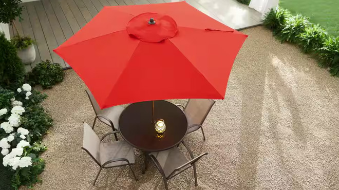 StyleWell 7 5 Foot Steel Market Outdoor Patio Umbrella in Ruby Red StyleWell 7 5 Foot Steel Market Outdoor Patio Umbrella in Ruby Red