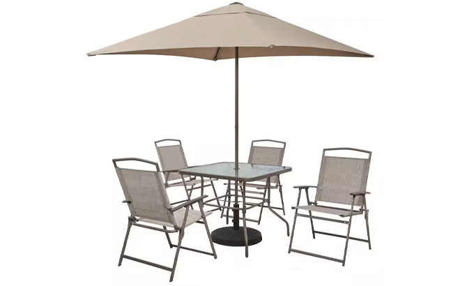 StyleWell Amberview 6 Piece Steel Square Outdoor Dining Set StyleWell Amberview 6 Piece Steel Square Outdoor Dining Set