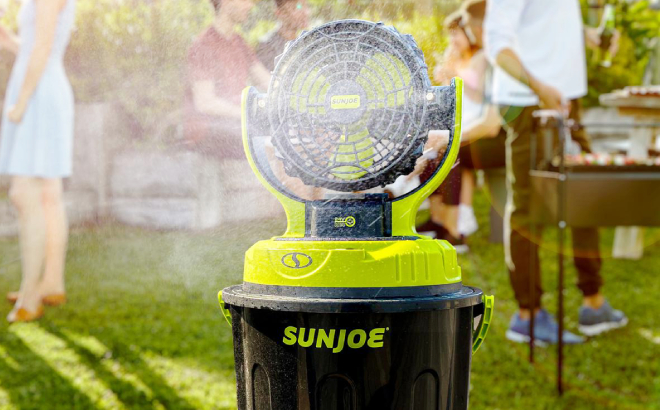 Sun Joe Cordless Rotating Misting Fan with Bucket