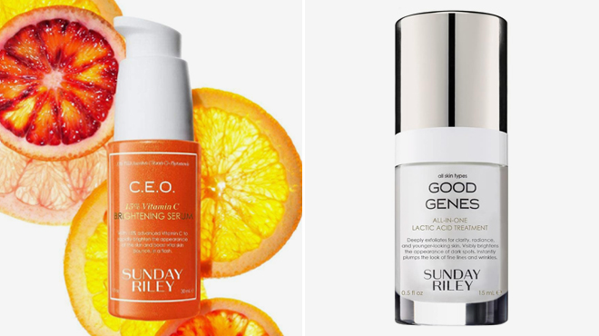 Sunday Riley CEO 15 Vitamin C Brightening Serum and Sunday Riley Good Genes All in One Lactic Acid Treatment Face Serum Sunday Riley CEO 15 Vitamin C Brightening Serum and Sunday Riley Good Genes All in One Lactic Acid Treatment Face Serum