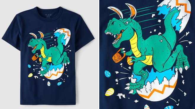 The Childrens Place Boys Easter Dino Graphic Tee The Childrens Place Boys Easter Dino Graphic Tee