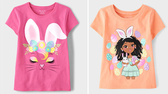 The Childrens Place Girls Easter Bunny Graphic Tee and Baby And Toddler Girls Easter Girl Graphic Tee The Childrens Place Girls Easter Bunny Graphic Tee and Baby And Toddler Girls Easter Girl Graphic Tee