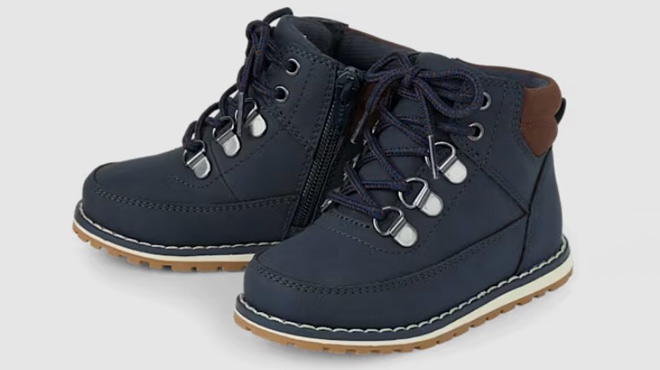 The Childrens Place Toddler Boys Contrast Cuff Lace Up Boots