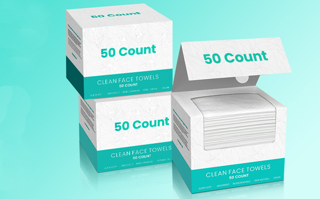 Three Packs of OnlyCare 50 Count Disposable Face Towels Three Packs of OnlyCare 50 Count Disposable Face Towels