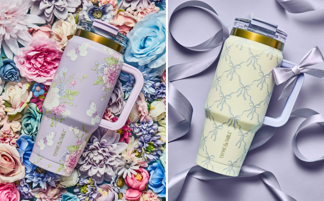 Thyme Table Tumblers in Butterfly and Bow Lattice Designs Thyme Table Tumblers in Butterfly and Bow Lattice Designs