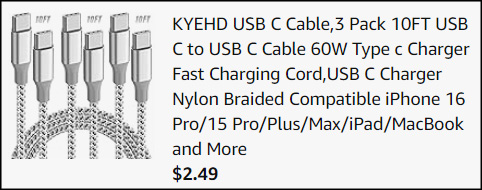 USB C Cable 3 Pack Checkout USB C Cable 3 Pack Checkout