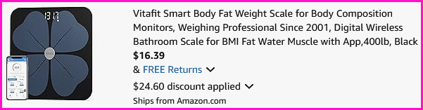 Vitafit Smart Body Fat Weight Scale Checkout Screen