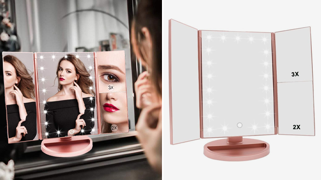 Weily Tri Fold Lighted Vanity Mirror Weily Tri Fold Lighted Vanity Mirror