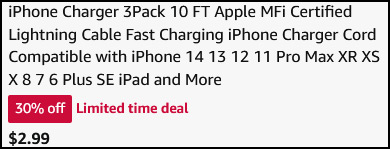 iPhone Charging Cable 3 Pack Checkout Page