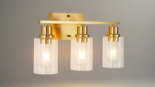 3 Lights Gold Bathroom Light Fixture
