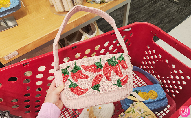 A New Day Chili Pepper Embellished Beaded Flap Shoulder Bag
