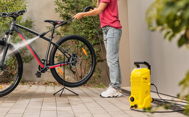 A Person Using Karcher Pressure Washer K 1