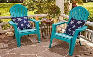 Adams Manufacturing RealComfort Stackable Teal Resin Frame Stationary Adirondack Chairs