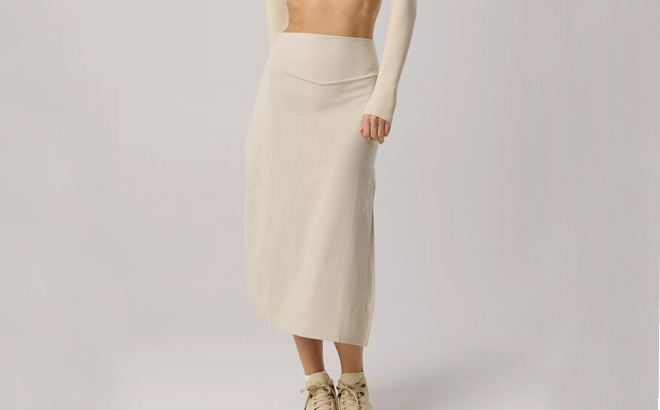 Aerie Real Me XTRA Ribbed Midi Skirt