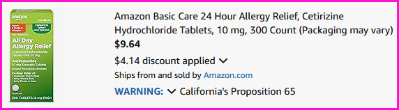 Amazon Allergy Relief Tablets Checkout Screen