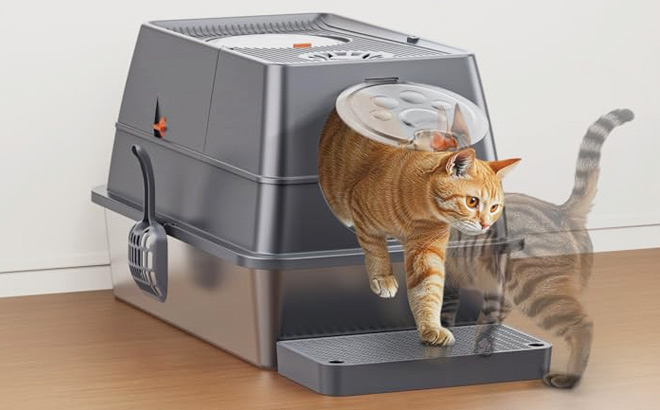 Aoktech Covered Stainless Steel Litter Box