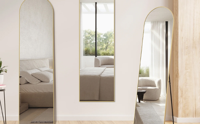 Arched Full Length Mirror in Gold