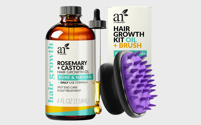 ArtNaturals Organic Rosemary Castor Hair Growth Oil Scalp Massager Set ArtNaturals Organic Rosemary Castor Hair Growth Oil Scalp Massager Set