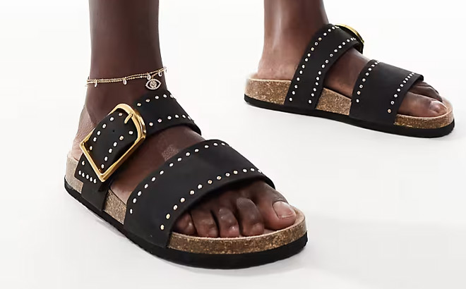 Asos Design Fallon Studded Footbed Sandals