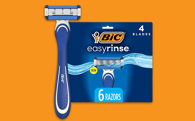 BIC EasyRinse Anti Clogging Mens Disposable Razors 6 Pack