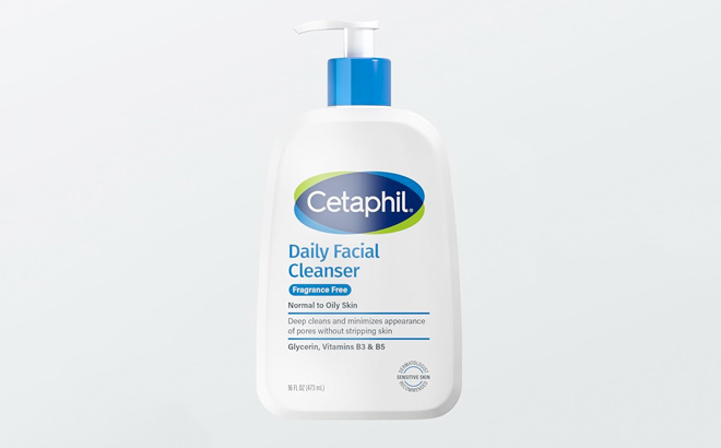 Cetaphil Face Wash Daily Facial Cleanser for Sensitive Combination to Oily Skin 16 Oz Fragrance Free