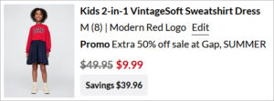 Checkout page of GAP Girls 2 in 1 VintageSoft Sweatshirt Dress Checkout page of GAP Girls 2 in 1 VintageSoft Sweatshirt Dress