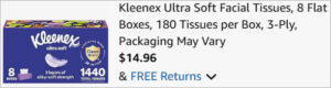 Checkout page of Kleenex Ultra Soft Facial Tissues