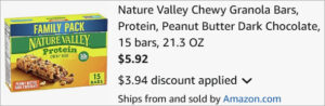 Checkout page of Nature Valley Protein Chewy Granola Bars 15 Count