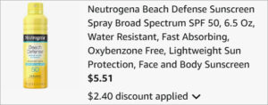 Checkout page of Neutrogena Beach Defense Sunscreen Spray SPF 50 Checkout page of Neutrogena Beach Defense Sunscreen Spray SPF 50