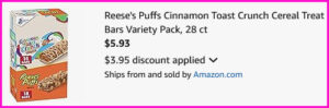 Cinnamon Toast Crunch Cereal Treat Bars Checkout Screen
