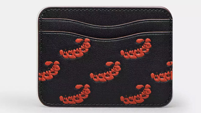 Coach Outlet Wavy Card Case In Coachtopia Leather With Caterpillar Print