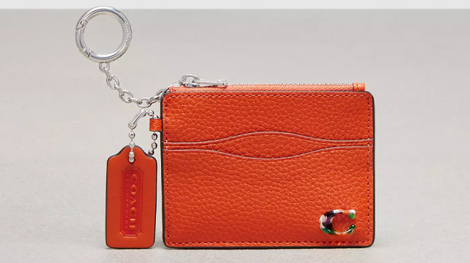 Coach Outlet Wavy Zip Card Case In Coachtopia Leather With Key Ring