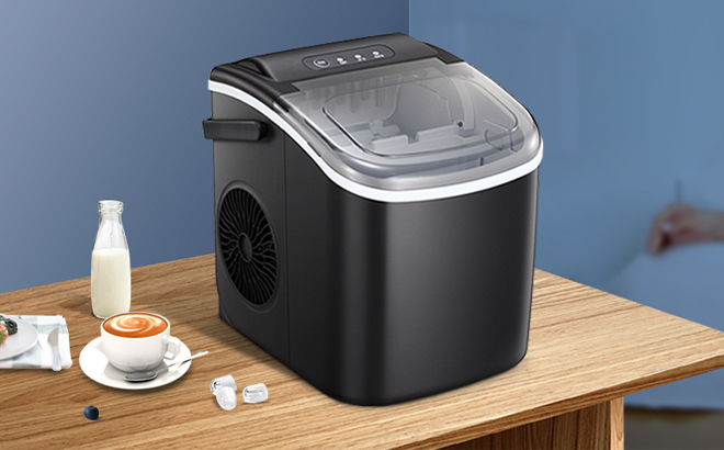 Countertop Ice Maker with Handle on a Table Countertop Ice Maker with Handle on a Table