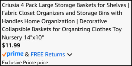 Criusia 4 Pack Large Storage Baskets Checkout Page