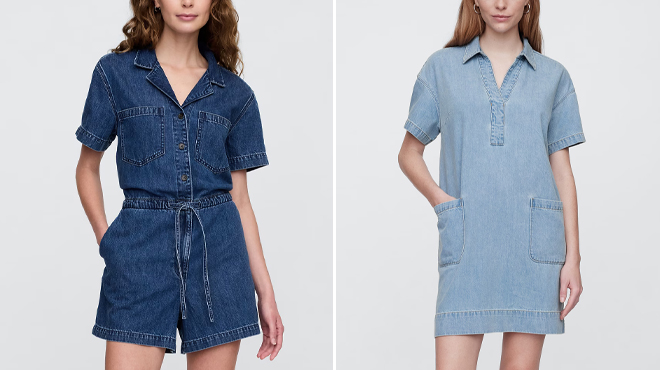 GAP Factory Collared Denim Romper and GAP Factory Oversized Denim Shirtdress