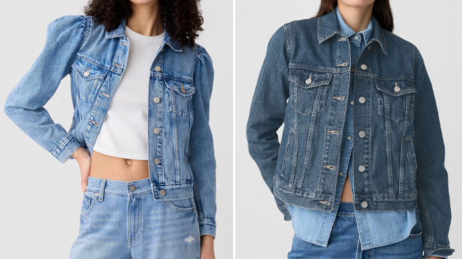 GAP Factory Puff Sleeve Icon Denim Jacket and GAP Factory Icon Denim Jacket