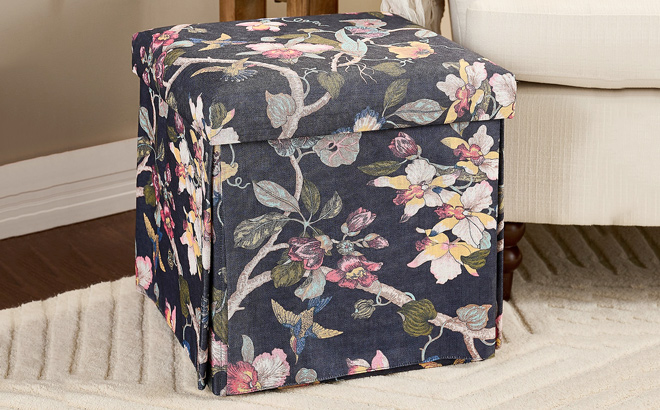 Home Reflections Printed Foldable Square Storage Ottoman