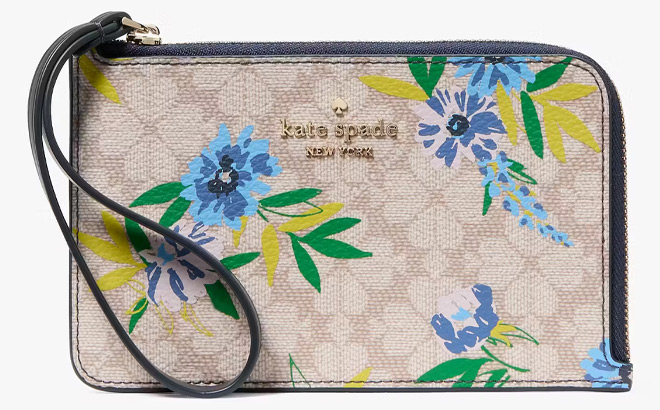 Kate Spade Lucy Spade Flower Floral Small L zip Wristlet
