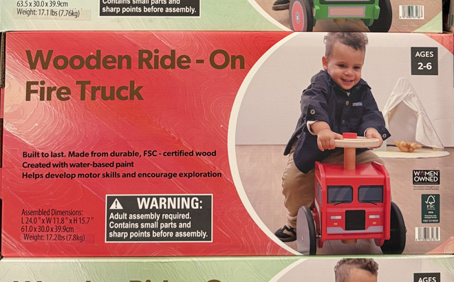 Kids Wooden RideOn Fire Truck