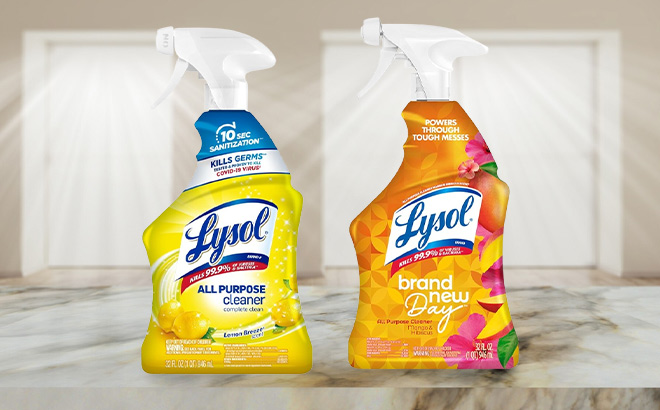 Lysol All Purpose Cleaner Sprays in Lemon Breeze and Mango and Hibiscus Scents Lysol All Purpose Cleaner Sprays in Lemon Breeze and Mango and Hibiscus Scents