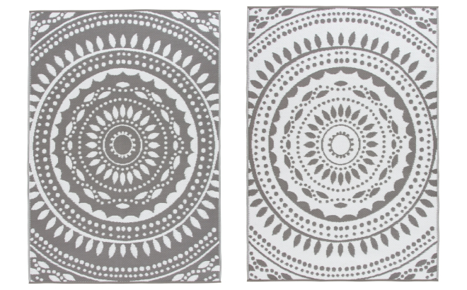 Mainstays 5x7 Gray Medallion Reversible Outdoor Area Rug