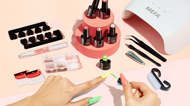 Mefa 60 Piece Gel Nail Polish Kit with UV Light